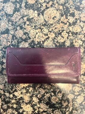 Frye Plum Leather Trifold Wallet